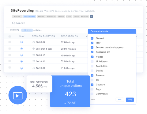store unlimited visitor recordings